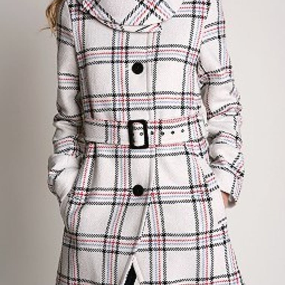 Kimchi Blue Plaid Belted Women's Coat XS